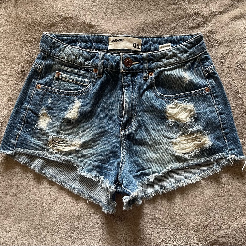 Garage Distressed Denim Cut Off Shorts